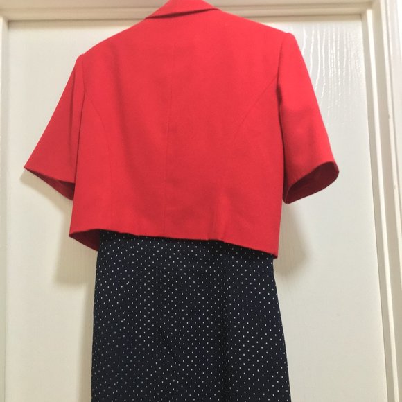 Polka dot with red jacket dress for Memorial Day. - Picture 3 of 5